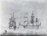 Francis Swaine A drawing of a small British Sixth-rate warship in two positions Germany oil painting reproduction